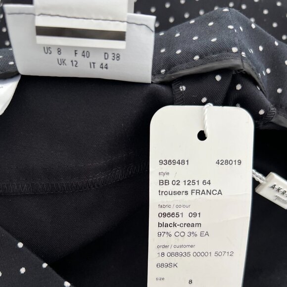 AKRIS PUNTO FRANCA BLACK & CREAM POLKA DOT COTTON TROUSERS IT 44 / US 8 NWTS! - Picture 16 of 16